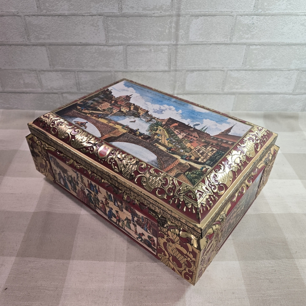 Vintage 1993 E Otto Schmidt Lebkuchen Large Tin Box West Germany
